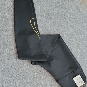 Black Leggings with Gold Detail